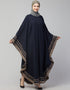 Muslim Free Size Kaftan With Contrast Banding In The Color  Navy Blue